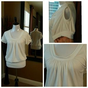Cute cold shoulder white blouse