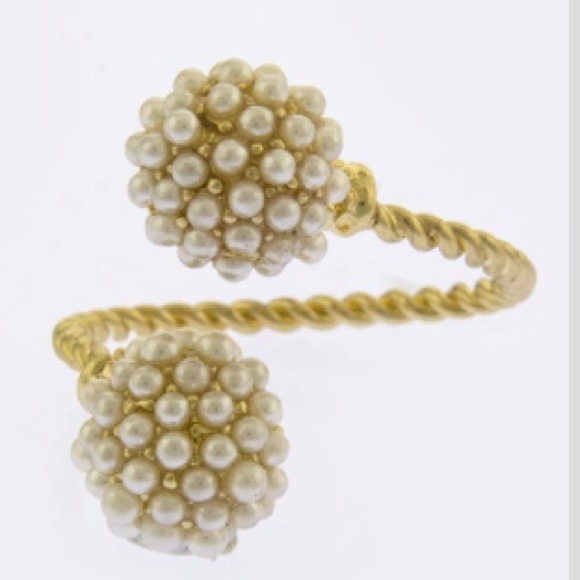 🆕Mini Pearl Encrusted Orb Tip Cuff Ring - Picture 3 of 4