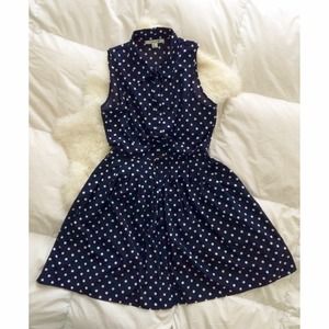 Polka dot button down dress f21