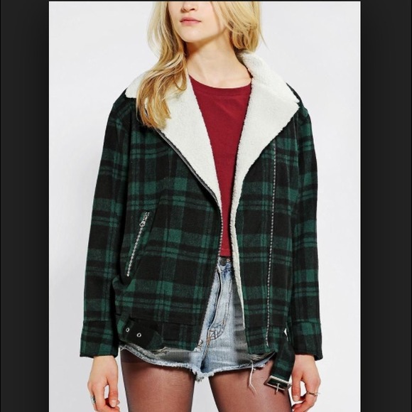 LOOKING FOR UO corpus woolen plaid moto jacket