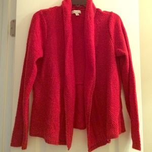 Red cardigan sweater
