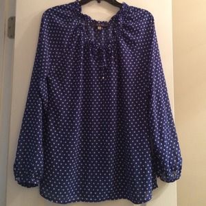 Royal blue polka dot peasant top.
