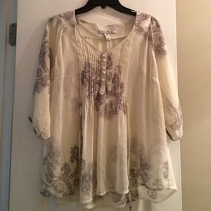 Cream and grey peasant top