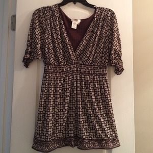 Brown flower print V-neck Sophie Max Tunic