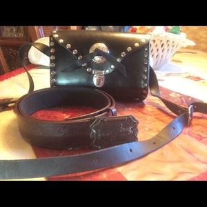 Leather purse and belt