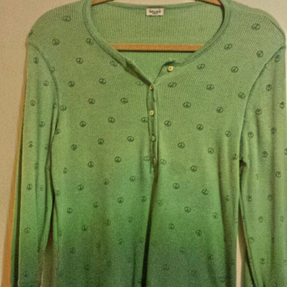 Splendid Green Printed Thermal Henley