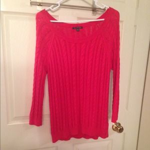 3/4 sleeve pink boat neck knitted sweater