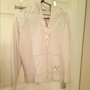 Grayish cream embroidered hoodie