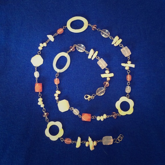 Premier white and pink long necklace