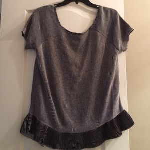 Black and white scoop neck peplum top