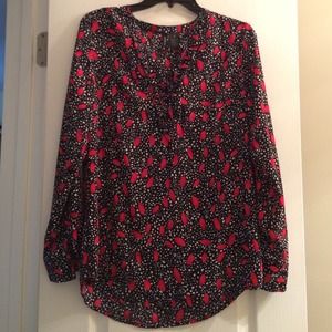 Printed 1/2 button down blouse