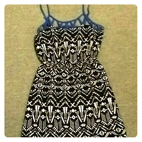 Blue and black Aztec dress