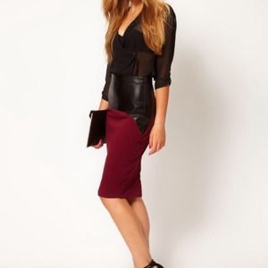 Asos Pencil Skirt with Leather Trim
