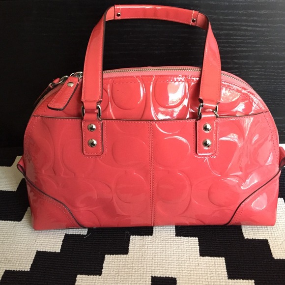 Coral patent leather coach purse. Great condition
