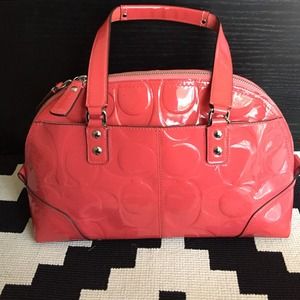 Coral patent leather coach purse. Great condition