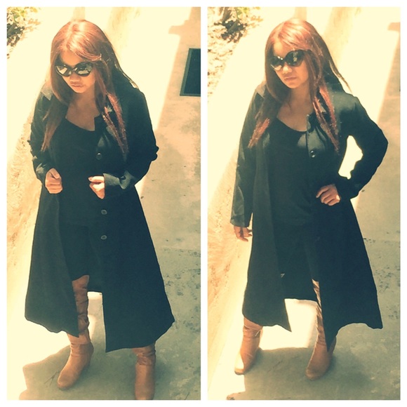 Sexy Long black lightweight trench coat. - Picture 1 of 4