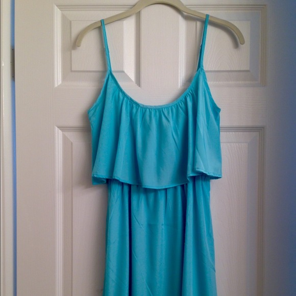 Aqua blue silk sundress