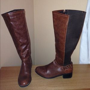 Catherine's brown wide calf boot