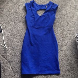 Open back fitted blue dress
