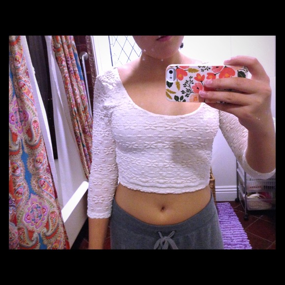 Urban Outfitters Tops - urban outfitters lace cropped long sleeve