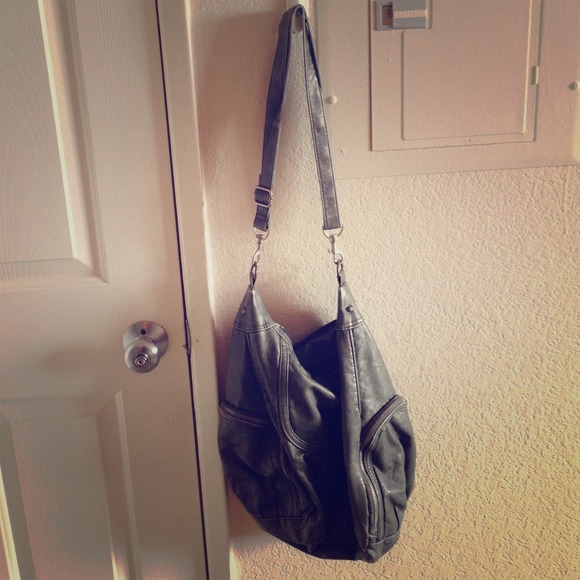 Faux grey leather cross body