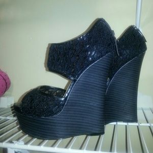 Black Wedge Shoes Worn 2 Times