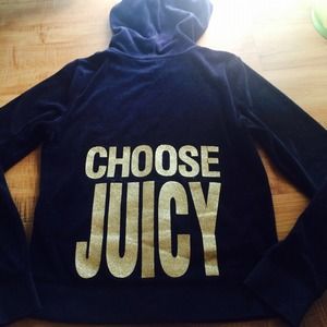 Navy and gold juicy couture velvet hoodie