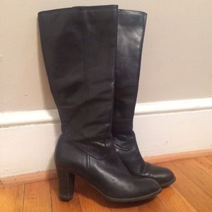 Black Leather Mid-Calf Boots