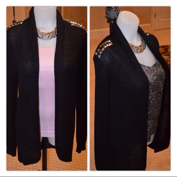 Rock & Republic Sweaters - Rock & Republic Black Open Stud Cardigan