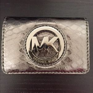 Michael Kors grey metallic card case wallet
