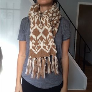 Fair isle wool knit scarf