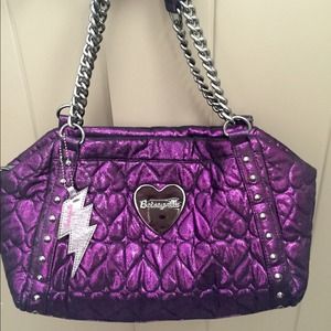 Betsey Johnson Betseyville Purple Hearts handbag