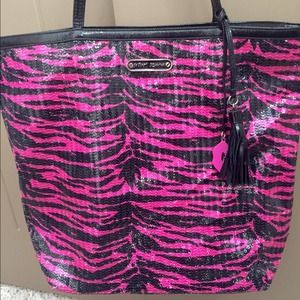 Betsey Johnson sequined animal print large tote