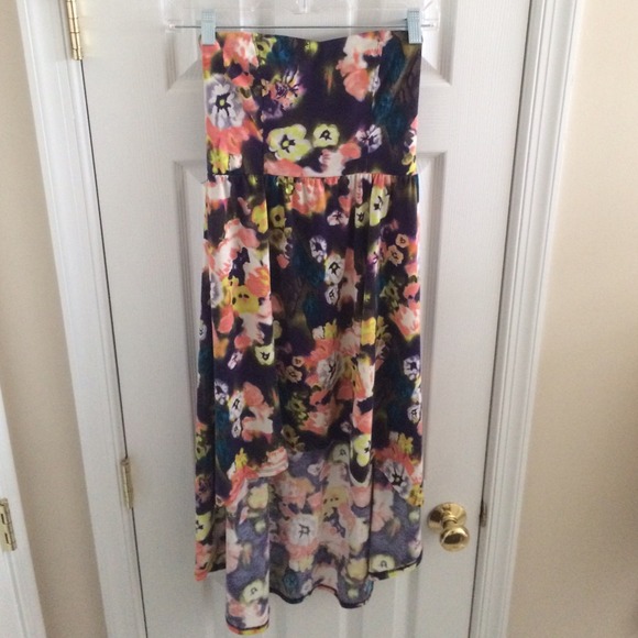 Xhilaration floral high-low strapless dress XS