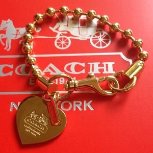 Coach Gold Ball Chain Heart Bracelet