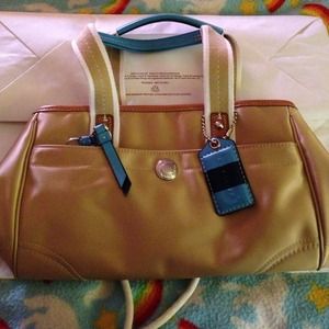 New Tan ,white,gold and blue handles