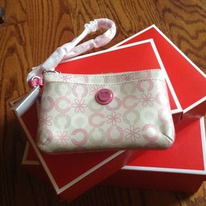 Coach Hot Pink and White Daisy Wristlet