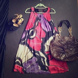 Zara floral dress,100% silk