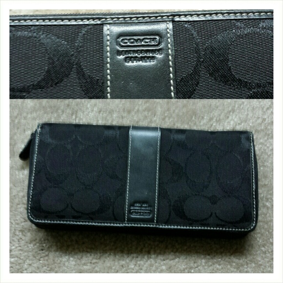 Authentic Black Coach Zip Around Wallet