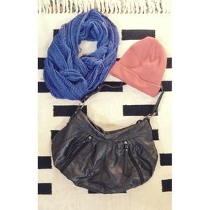 black faux leather handbag