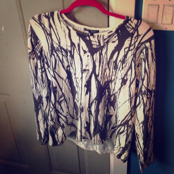 Grey and white splatter pattern sweater