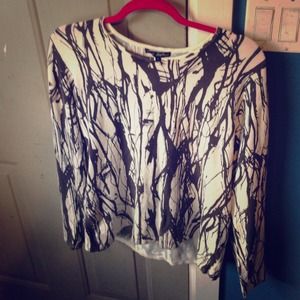 Grey and white splatter pattern sweater