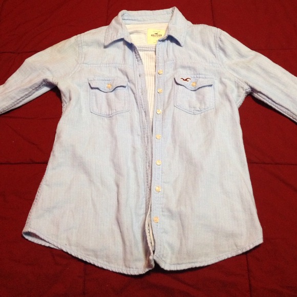 Button up hollister light blue shirt