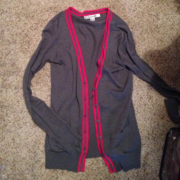 Forever 21 Gray and Pink Cardigan