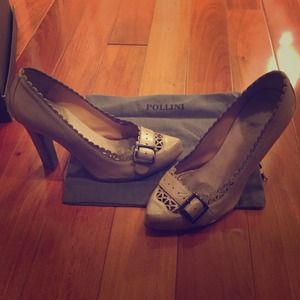 Polling Cut Out Buckle Beige Heels - Size 7.5