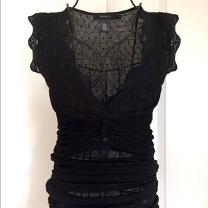 Sheer, lace black blouse/shirt