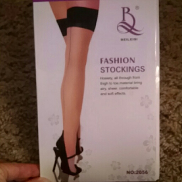 Thigh high sheer black nylon