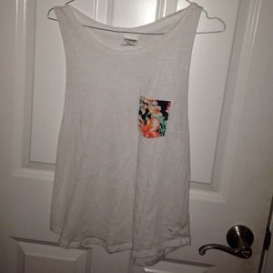 VS PINK White Sleeveless Pocket Tee
