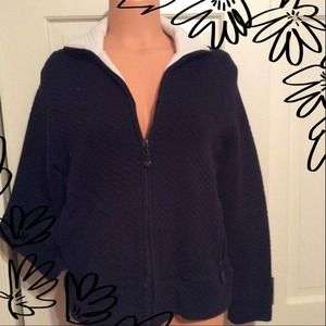 Black and white quilted jacket.