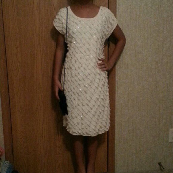 Sparkly ruffled white dress